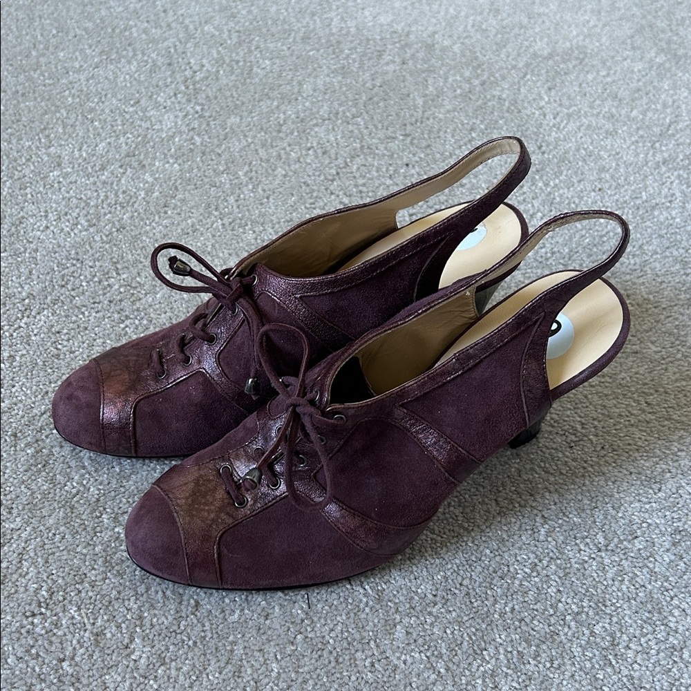 ✨RARE✨ Marchez Vous Purple Suede Lace-Up Heels